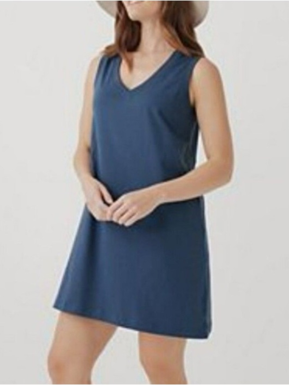 PACT Organic Cotton Softspun A-line Tank Dress Blue Resort Vacation Size M